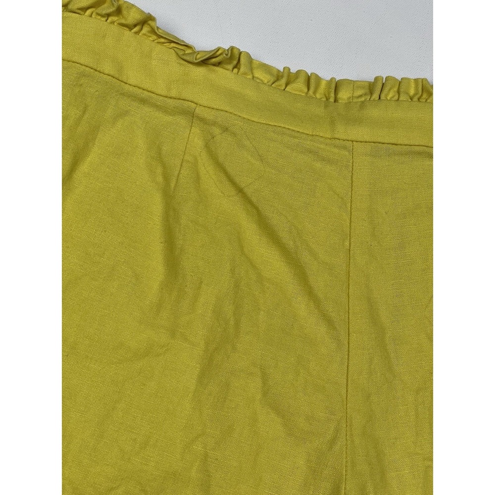 J.Crew Women 0 Yellow Cotton Blend‎ Preppy High-Rise Ruffle Trim Chino Shorts - Picture 9 of 9